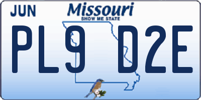 MO license plate PL9D2E
