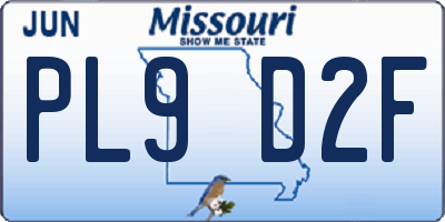 MO license plate PL9D2F