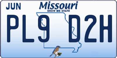 MO license plate PL9D2H