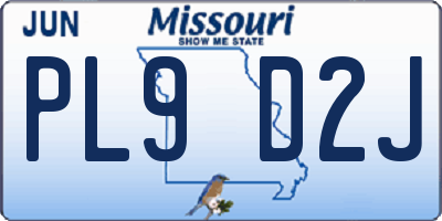 MO license plate PL9D2J