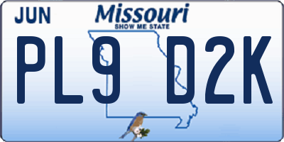 MO license plate PL9D2K