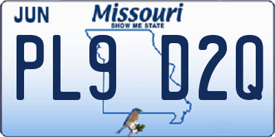 MO license plate PL9D2Q