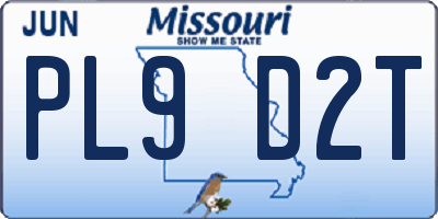 MO license plate PL9D2T
