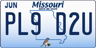 MO license plate PL9D2U