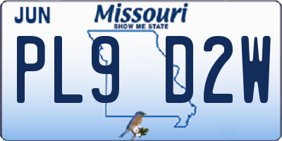 MO license plate PL9D2W