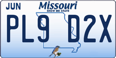 MO license plate PL9D2X
