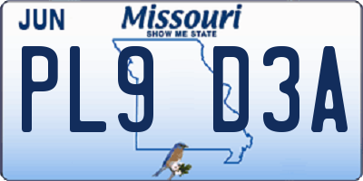 MO license plate PL9D3A