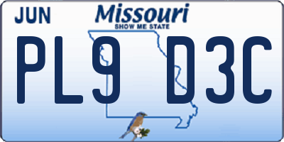 MO license plate PL9D3C