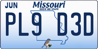 MO license plate PL9D3D