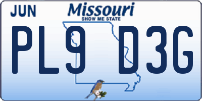 MO license plate PL9D3G
