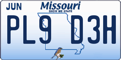 MO license plate PL9D3H