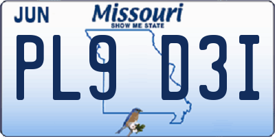 MO license plate PL9D3I