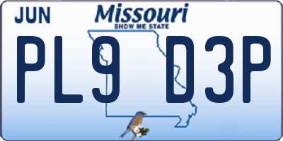 MO license plate PL9D3P