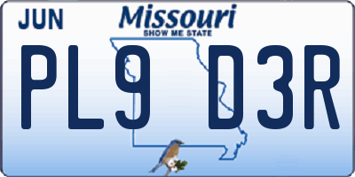 MO license plate PL9D3R