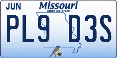 MO license plate PL9D3S