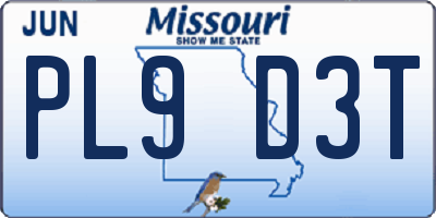 MO license plate PL9D3T
