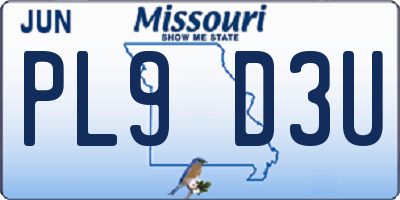 MO license plate PL9D3U