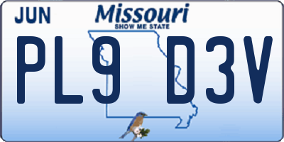 MO license plate PL9D3V