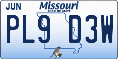 MO license plate PL9D3W
