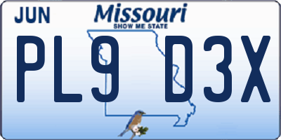 MO license plate PL9D3X