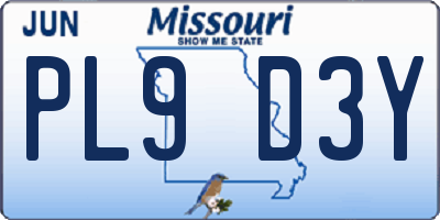 MO license plate PL9D3Y