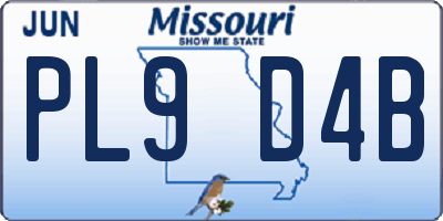 MO license plate PL9D4B