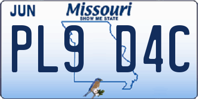 MO license plate PL9D4C