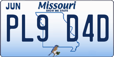 MO license plate PL9D4D