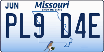 MO license plate PL9D4E