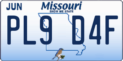 MO license plate PL9D4F