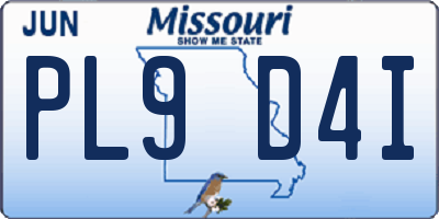 MO license plate PL9D4I
