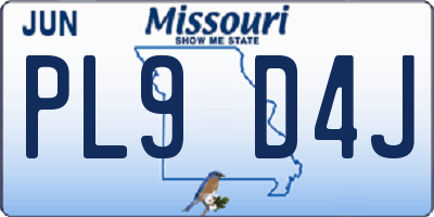 MO license plate PL9D4J