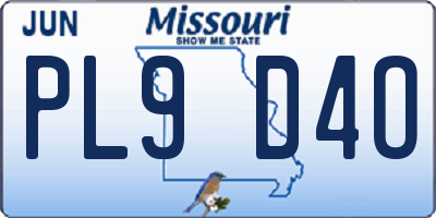 MO license plate PL9D4O