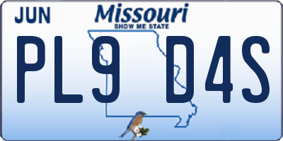 MO license plate PL9D4S