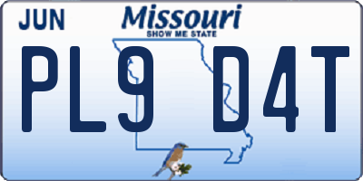 MO license plate PL9D4T