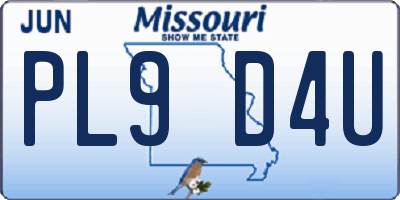 MO license plate PL9D4U