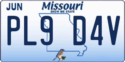 MO license plate PL9D4V