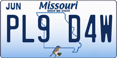 MO license plate PL9D4W