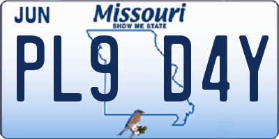 MO license plate PL9D4Y