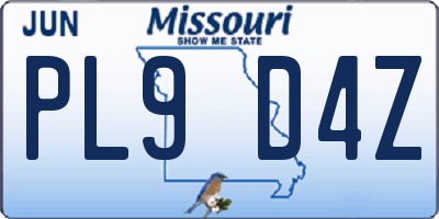 MO license plate PL9D4Z