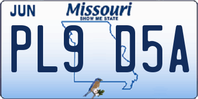 MO license plate PL9D5A