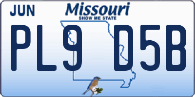 MO license plate PL9D5B
