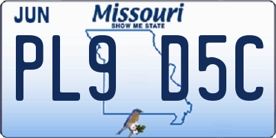 MO license plate PL9D5C