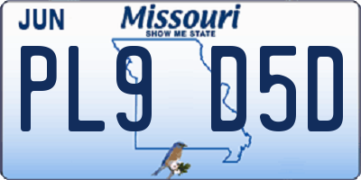 MO license plate PL9D5D