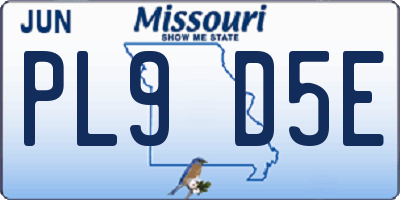MO license plate PL9D5E