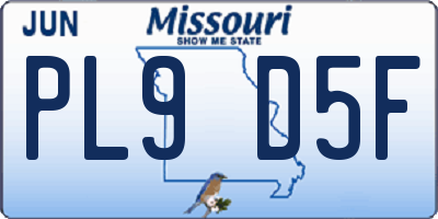 MO license plate PL9D5F