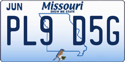 MO license plate PL9D5G