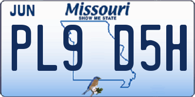 MO license plate PL9D5H