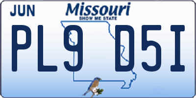 MO license plate PL9D5I