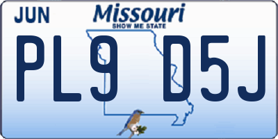 MO license plate PL9D5J